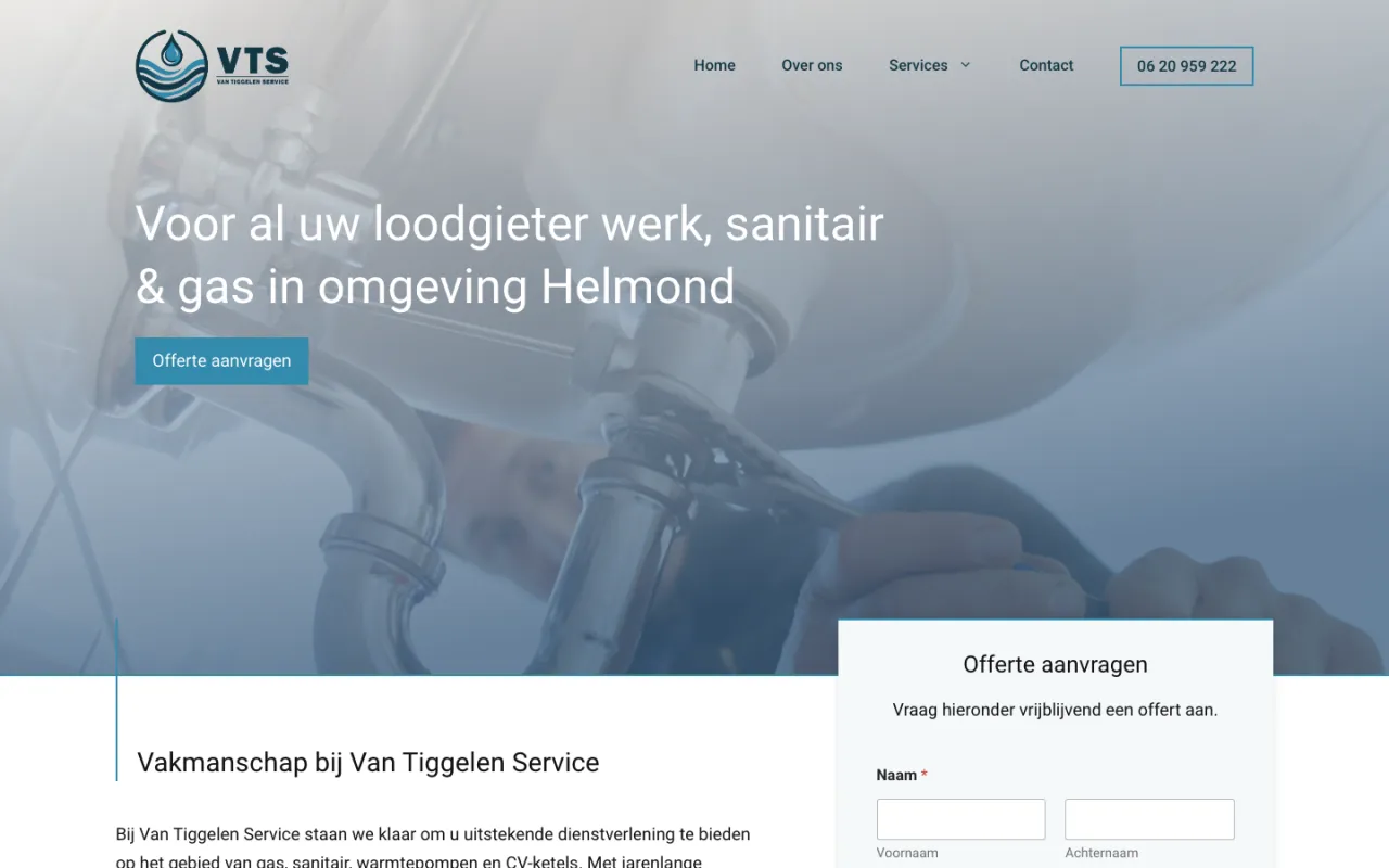 Homepage van Van Tiggelen Service, installatiebedrijf in Helmond voor sanitair, cv en warmtepompen